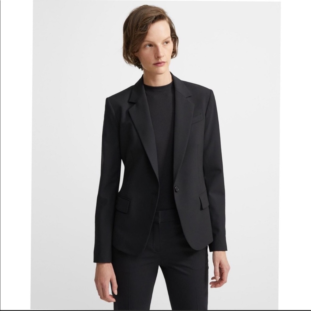Theory Gabe N Blazer in Black Cavalry Twill